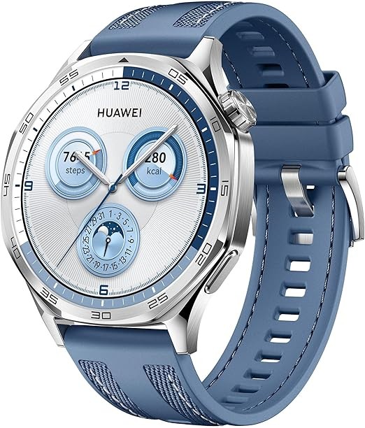 HUAWEI Watch GT 5 Smartwatch, 46mm AMOLED Display, Advanced Fitness Tracking, Long Battery Life, Stylish Blue Woven Strap