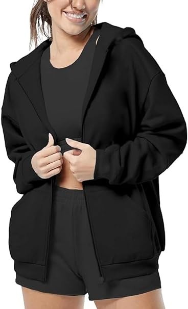 Womens Hoodies with Pockets Zipper Sweatshirts for Women Black