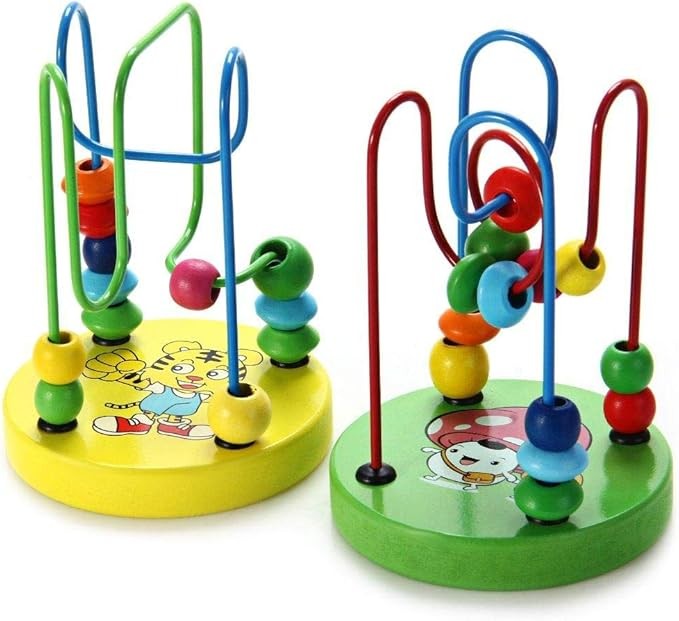 Generic 1 Piece Mini Colorful Educational Game Baby Wooden Toy Around Beads Wire