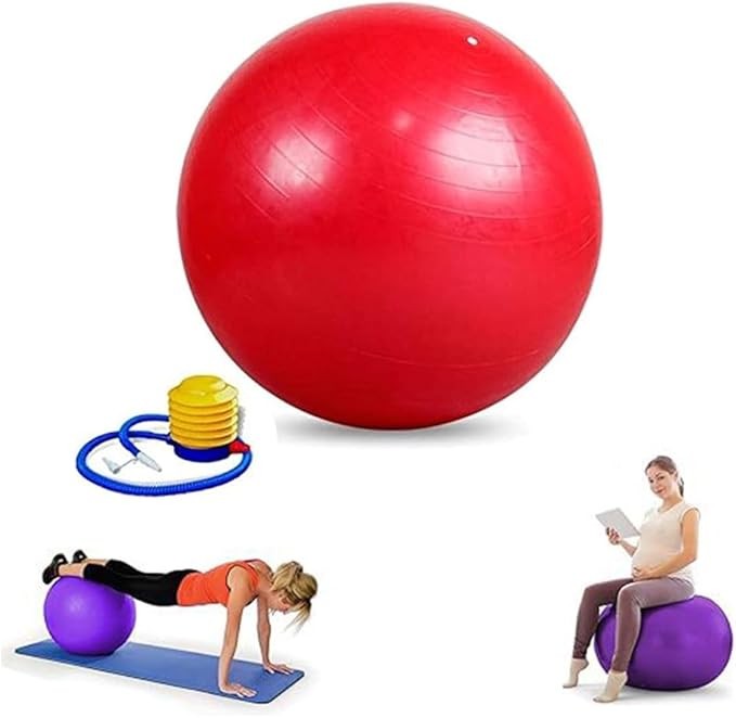 QSHOP® Exercise Ball with Fast Foot Pump Anti Burst and Slip Yoga Ball Chair for Balance, Pilates, Yoga, Birthing, Pregnancy, Gym, Training, Physical Therapy